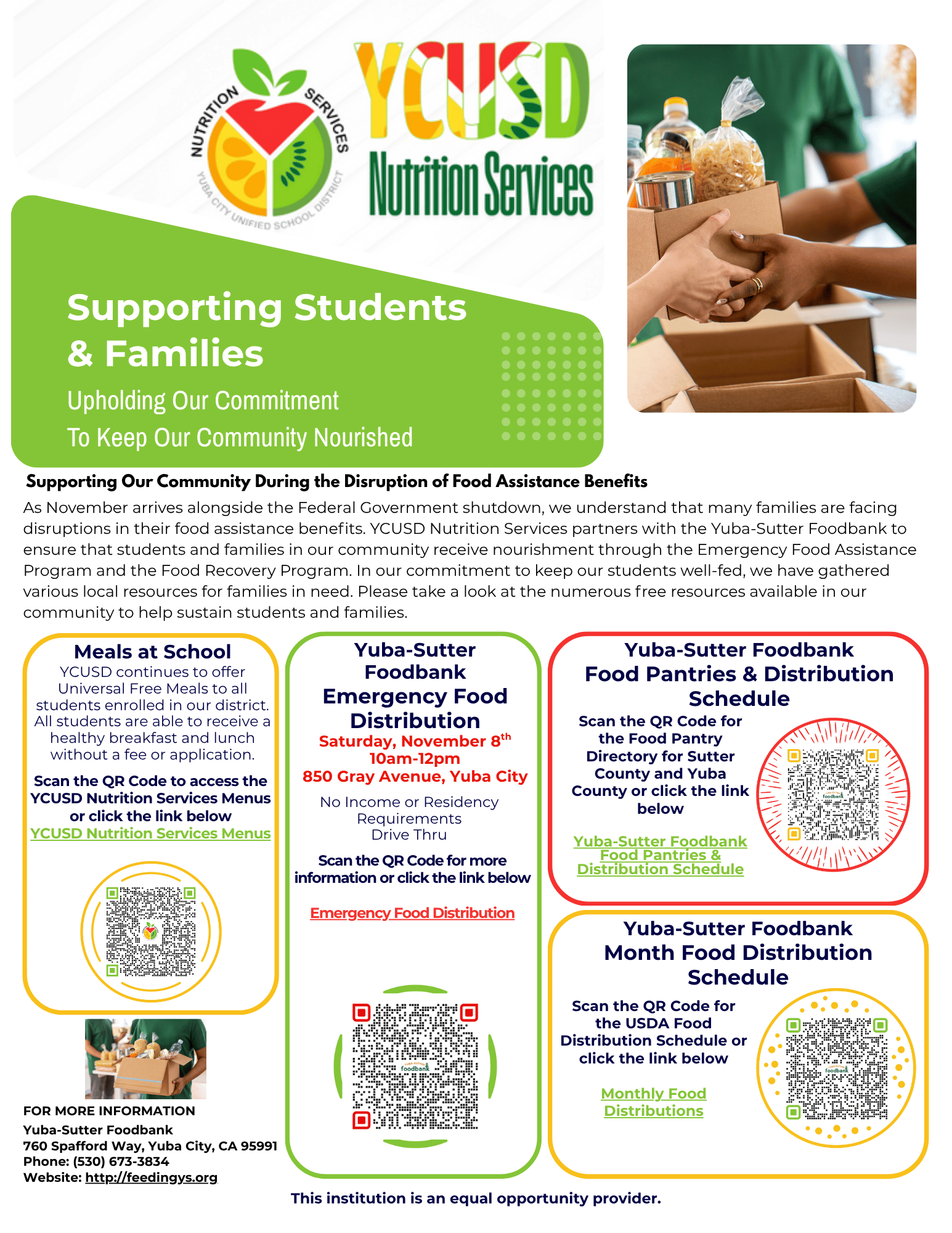 Supporting Students and Families - Foodbank Information 