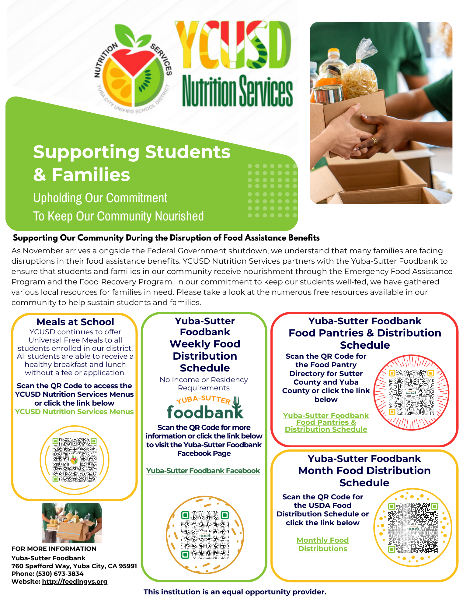 Supporting Students & Families Food Distribution Information Updated 11-12-2025