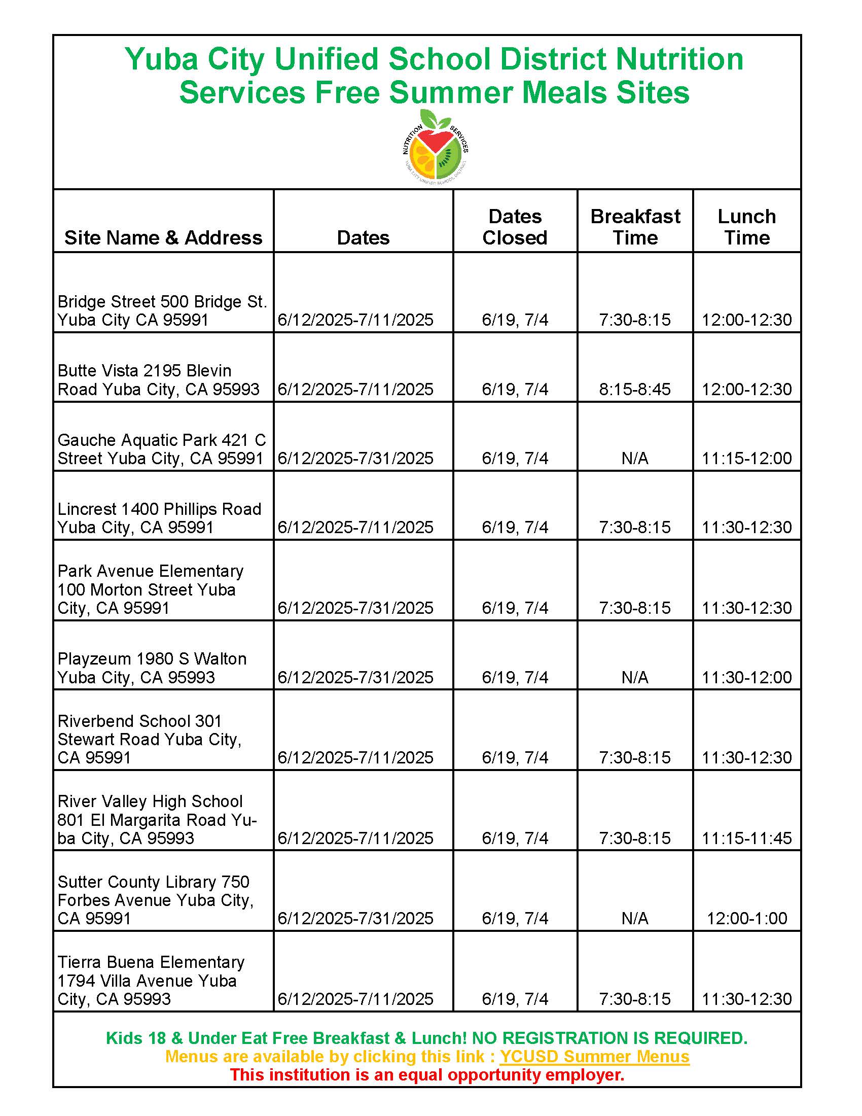 2025 Summer Meals Flyer -  English